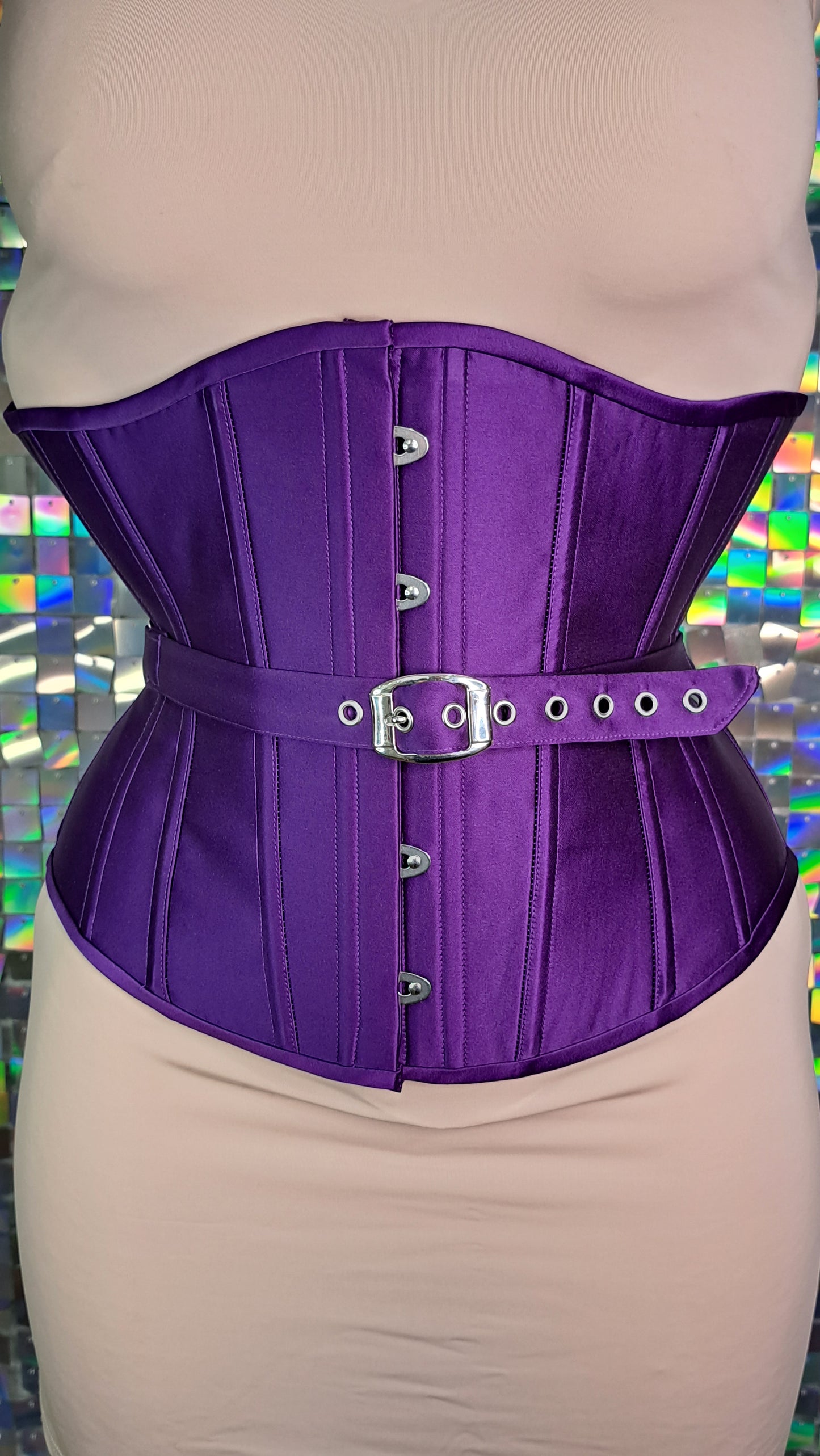 Rebecca - underbust corset with metallic fan lacing