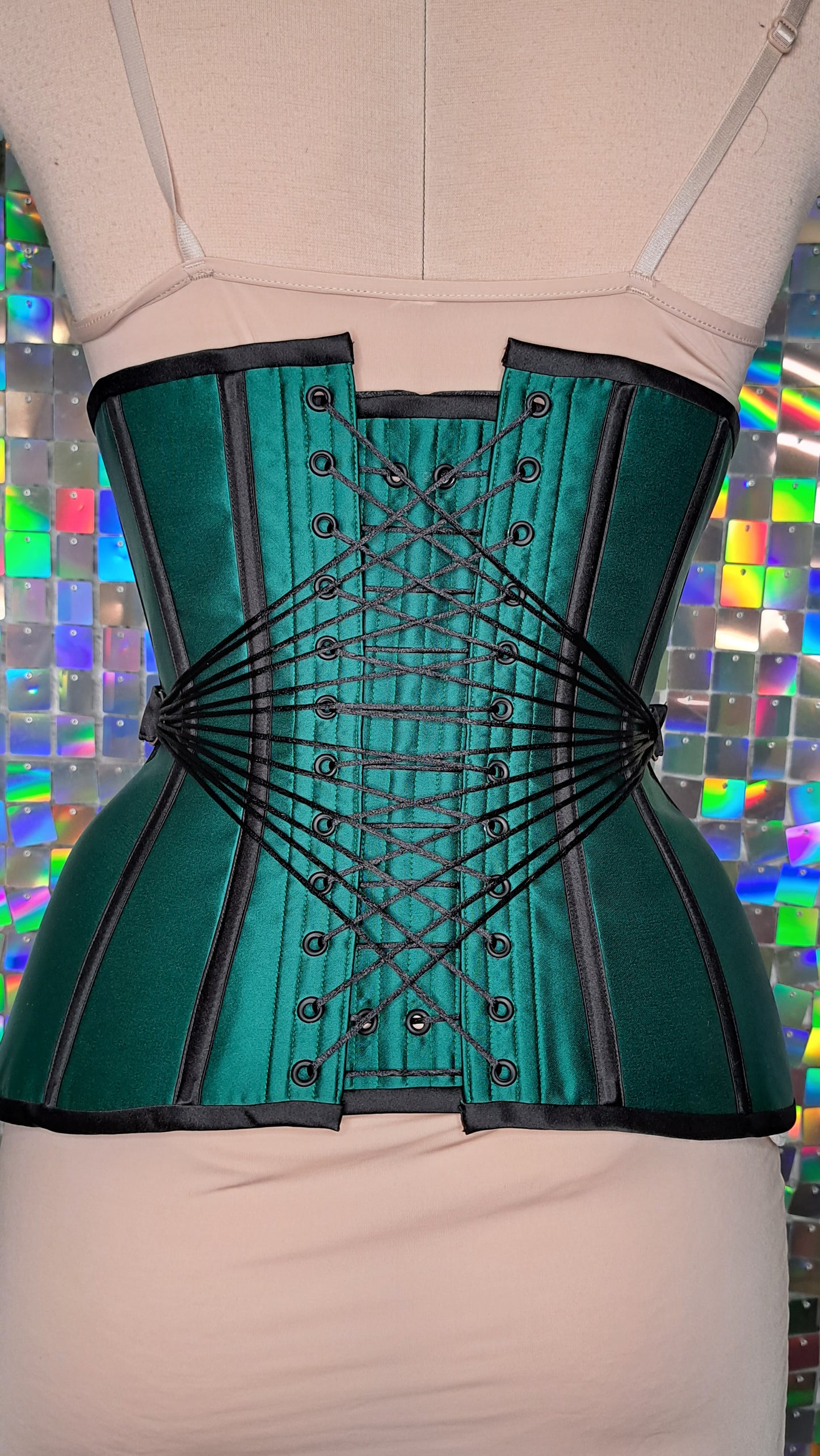 Rebecca - underbust corset with metallic fan lacing