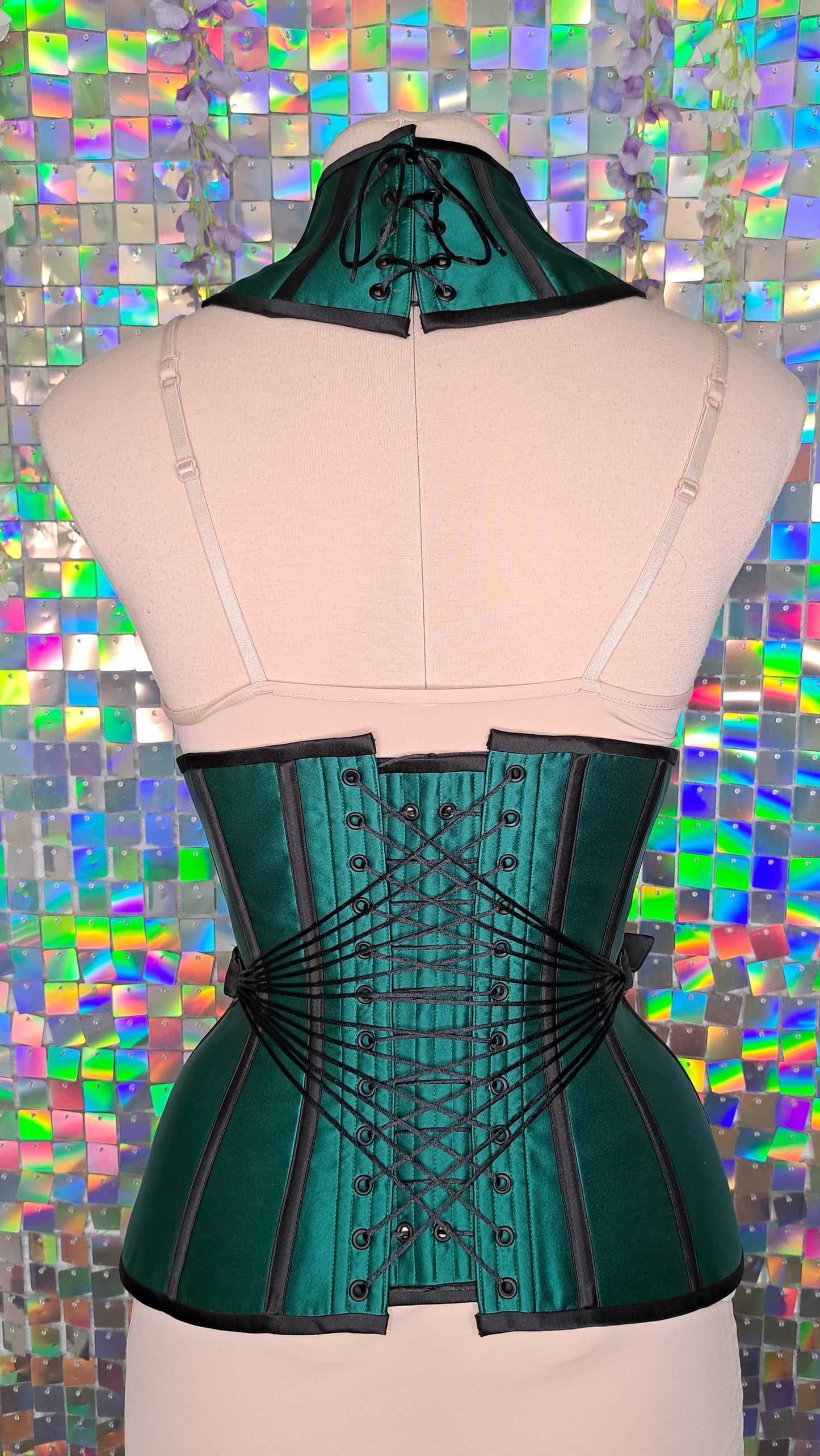 Rebecca - underbust corset with metallic fan lacing