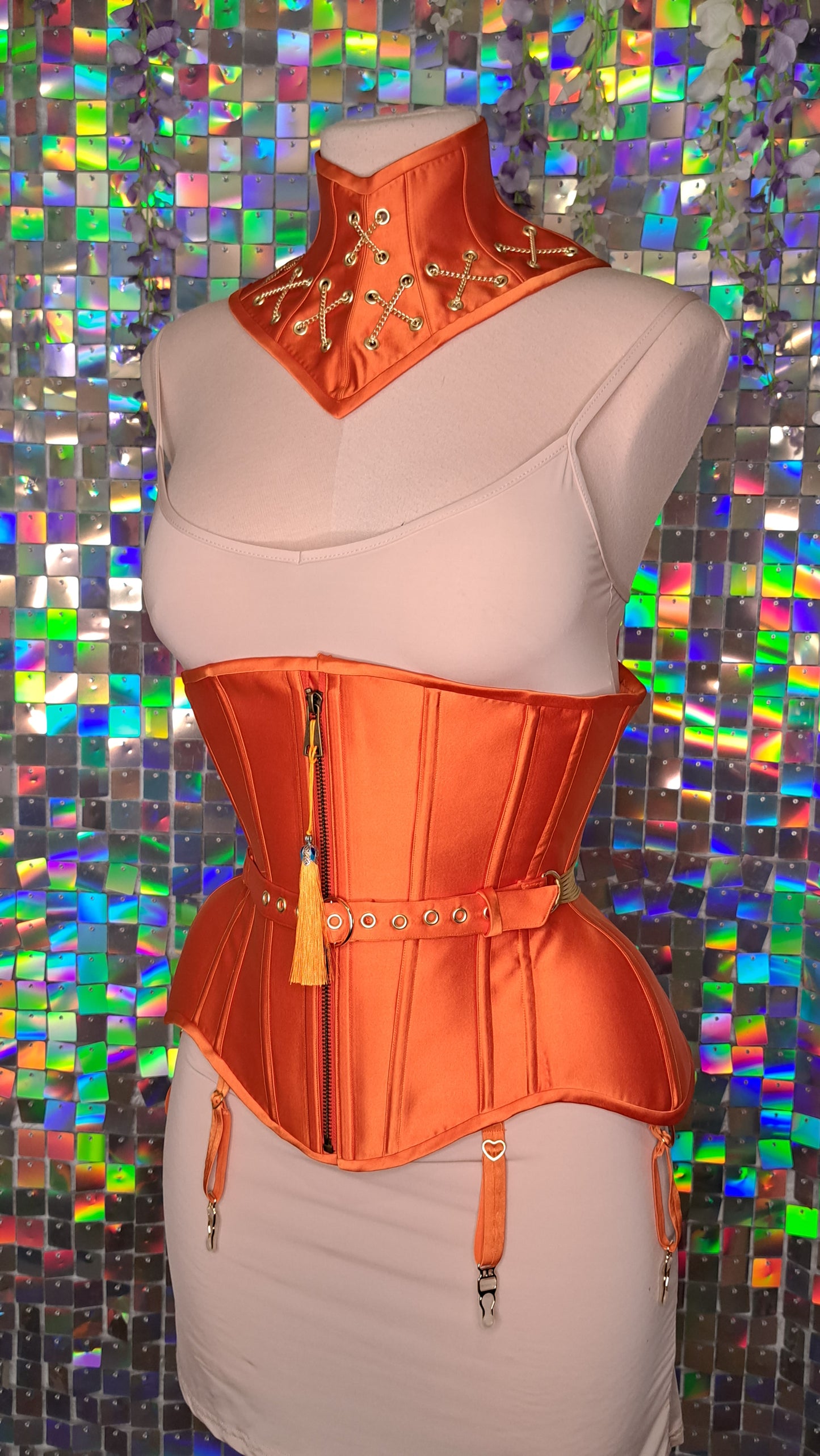 Rebecca - underbust corset with metallic fan lacing